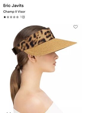 EUC Eric Javits Champ II Leopard Straw Visor - Brown